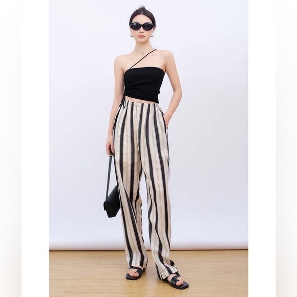 French Natural ramie luxury breathable comfortable striped pants summer - Picture 4 of 7